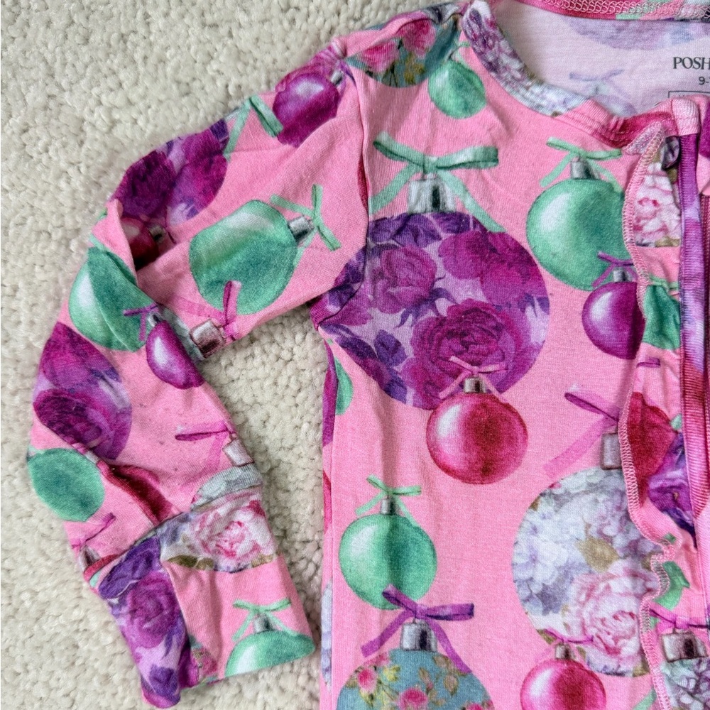 Posh Peanut “Posh Ornaments” Footie Ruffled Zippered One Piece - Picture 4 of 13